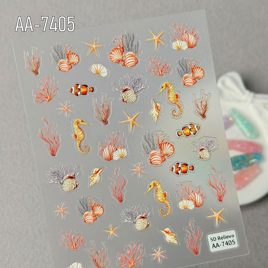 aa-7403-7406 夏日海洋风浮雕贴纸