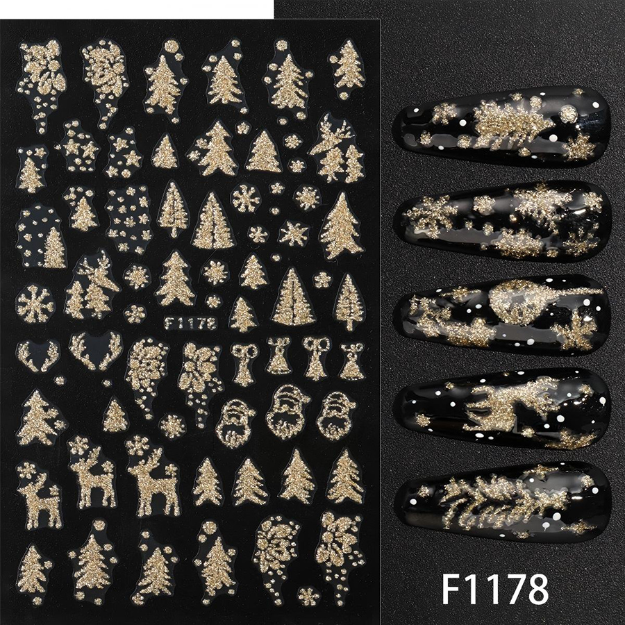 f1176-1183 3d圣诞节美甲贴纸