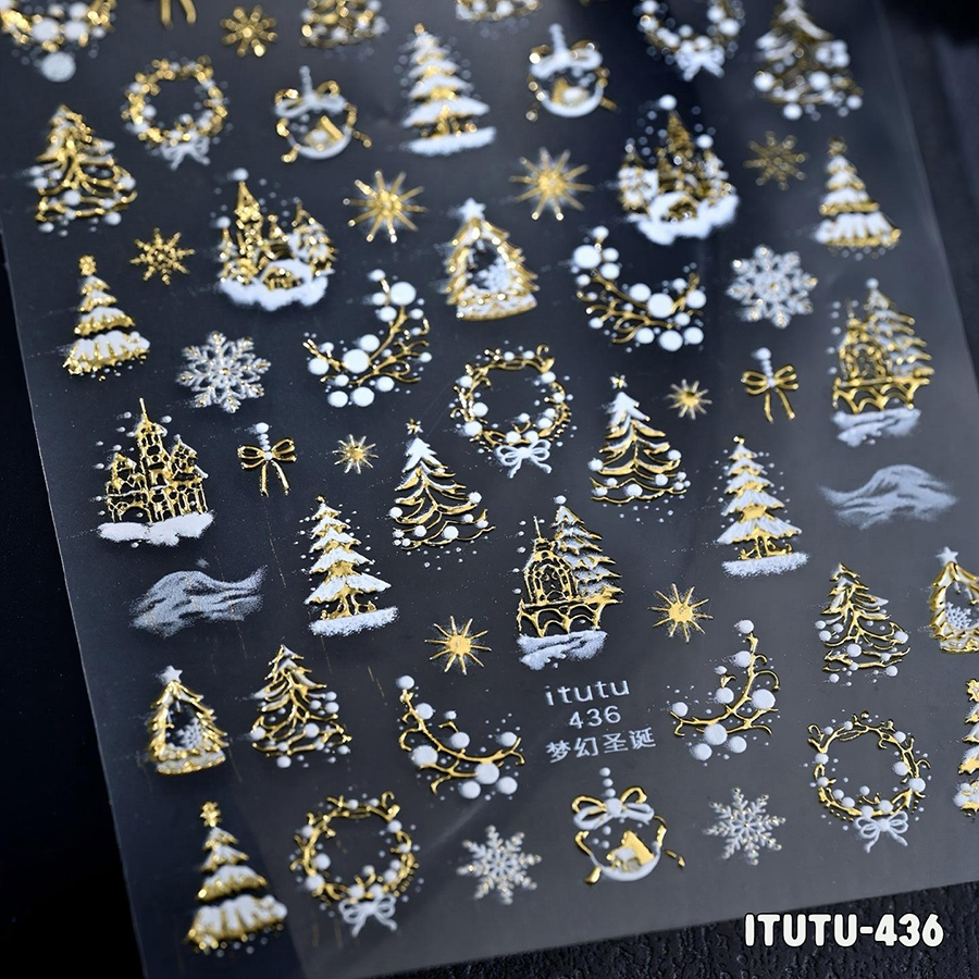 itu-436-455 圣诞浮雕美甲贴纸
