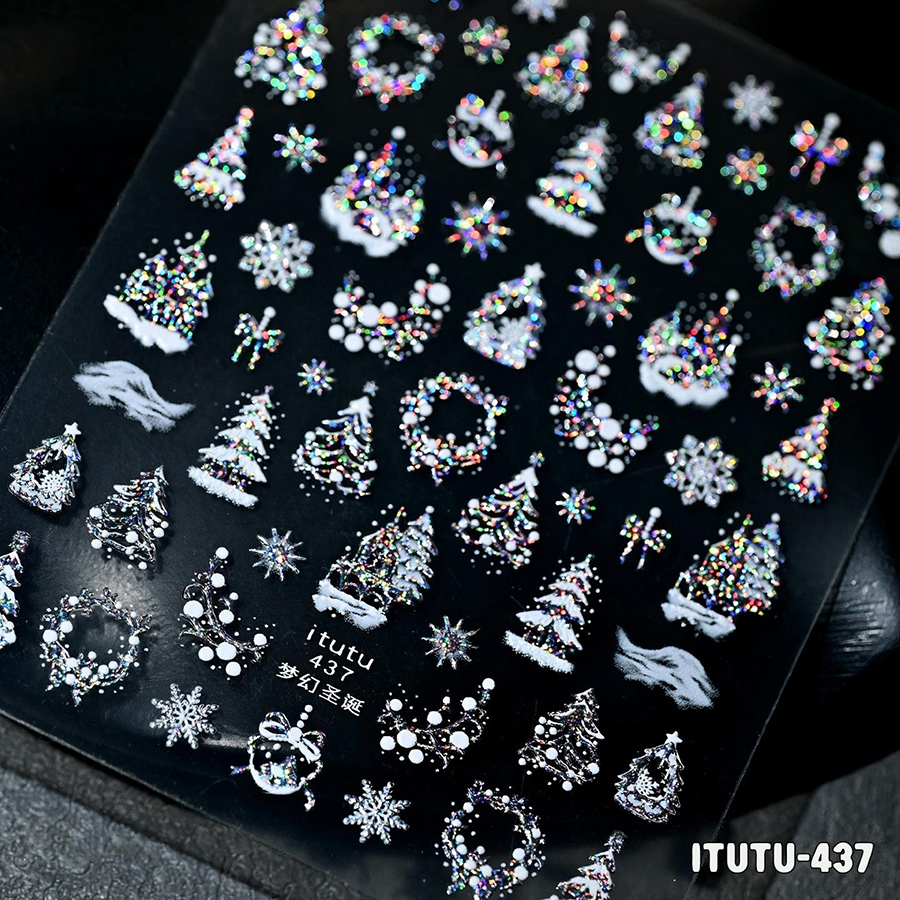 itu-436-455 圣诞浮雕美甲贴纸