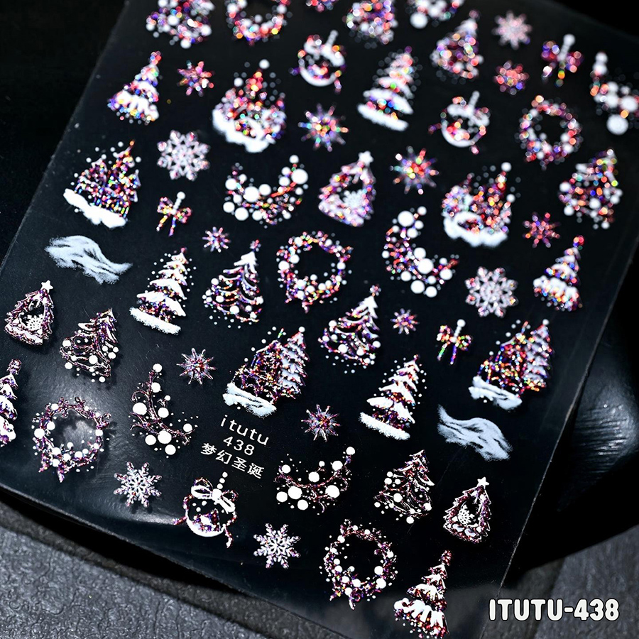 itu-436-455 圣诞浮雕美甲贴纸