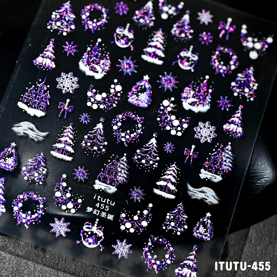 itu-436-455 圣诞浮雕美甲贴纸