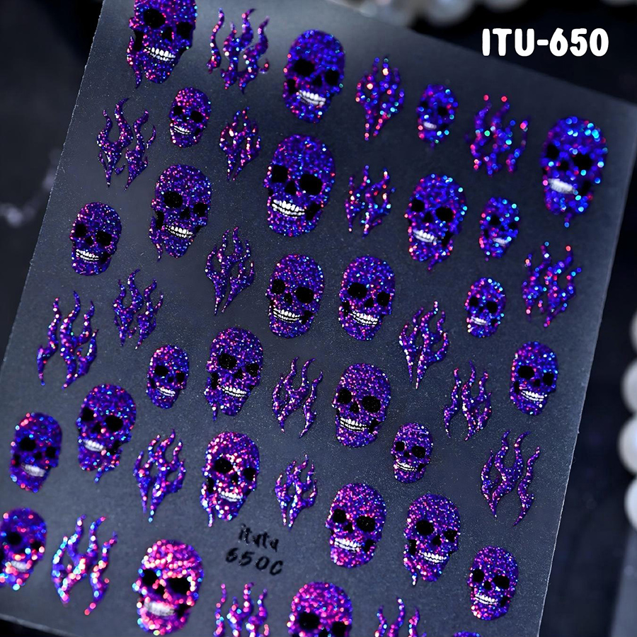 itu-648-651 万圣节幻焰骷髅指甲贴