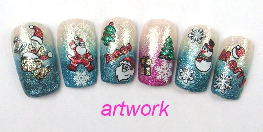 ble927d-950d 3d glitter christmas nail sticker