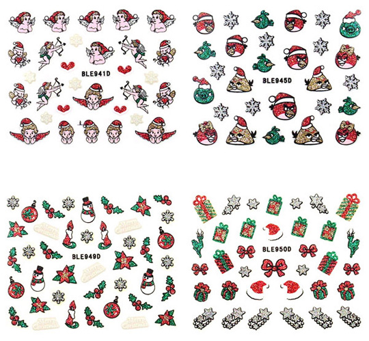 ble927d-950d 3d glitter christmas nail sticker