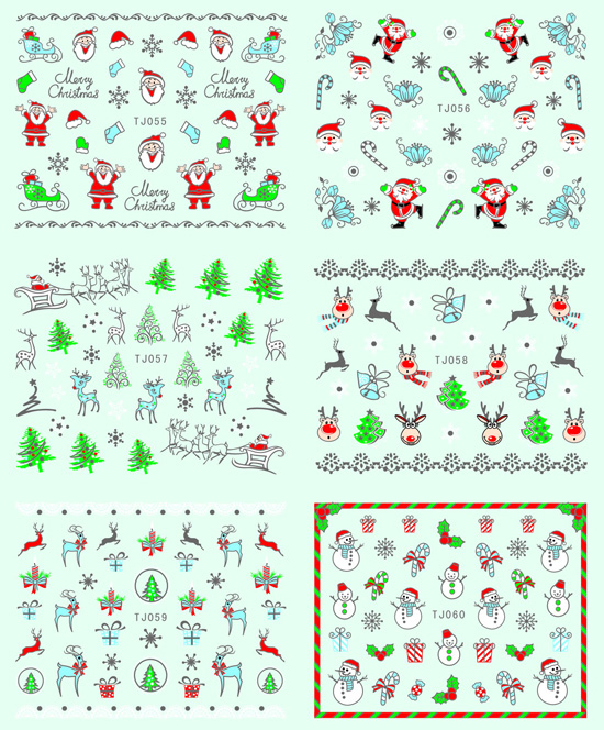 tj049-060 christmas nail sticker