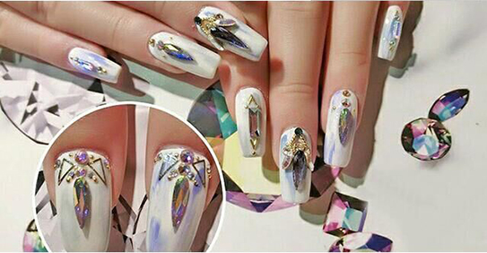 d93 long stiletto nail art rhinestones