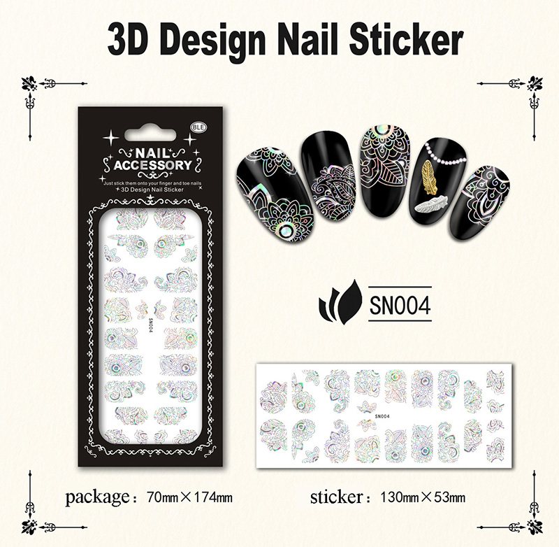 laser silver nail sticker