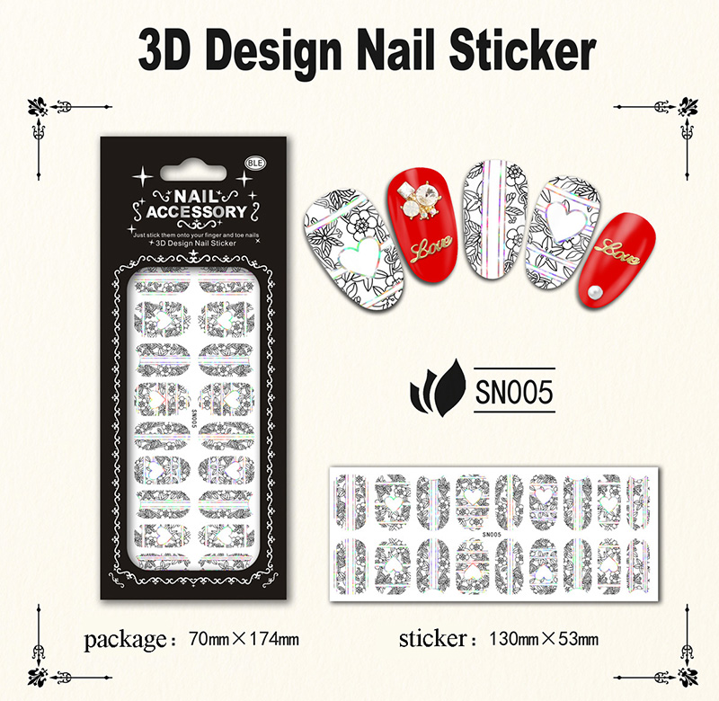 laser silver nail sticker