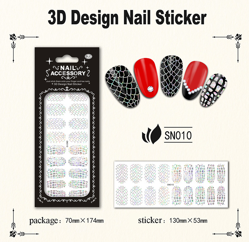 laser silver nail sticker