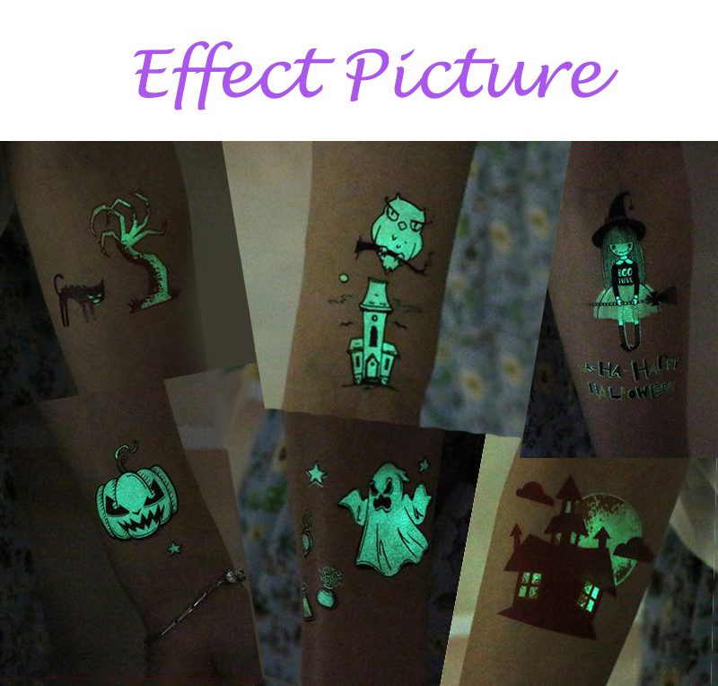 h-014 halloween fluorescent body tattoo