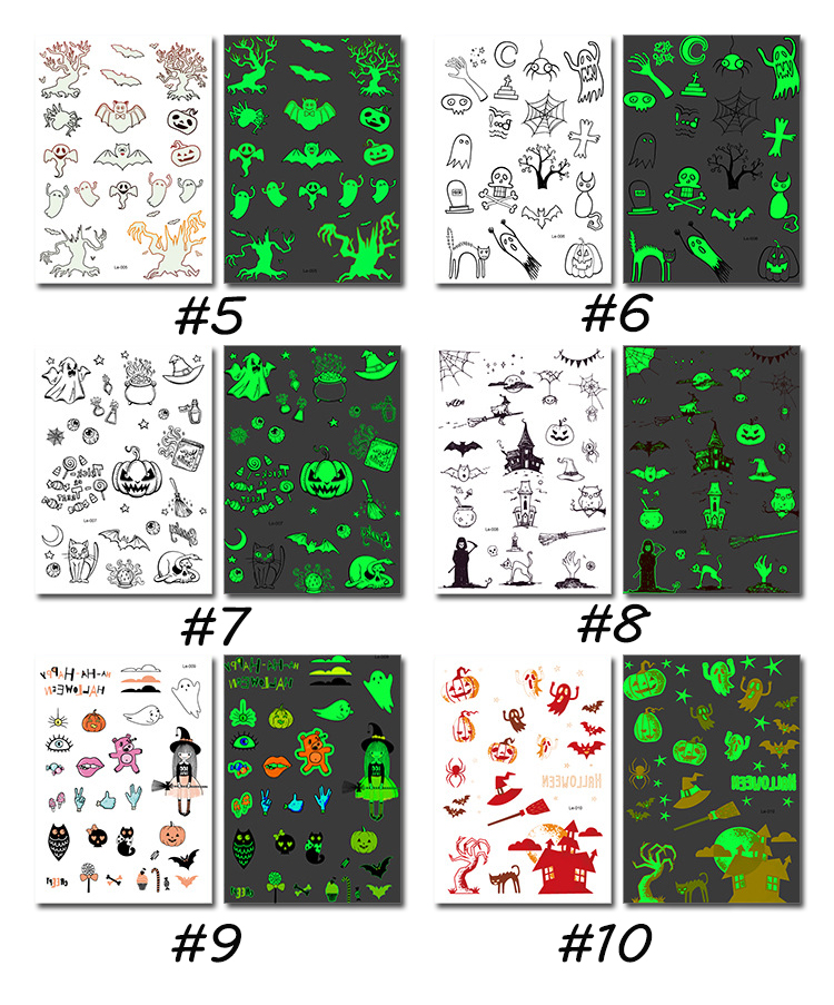 h-014 halloween fluorescent body tattoo