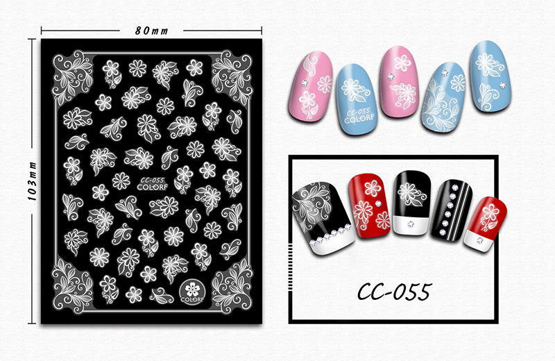 cc055-072 flower nail sticker