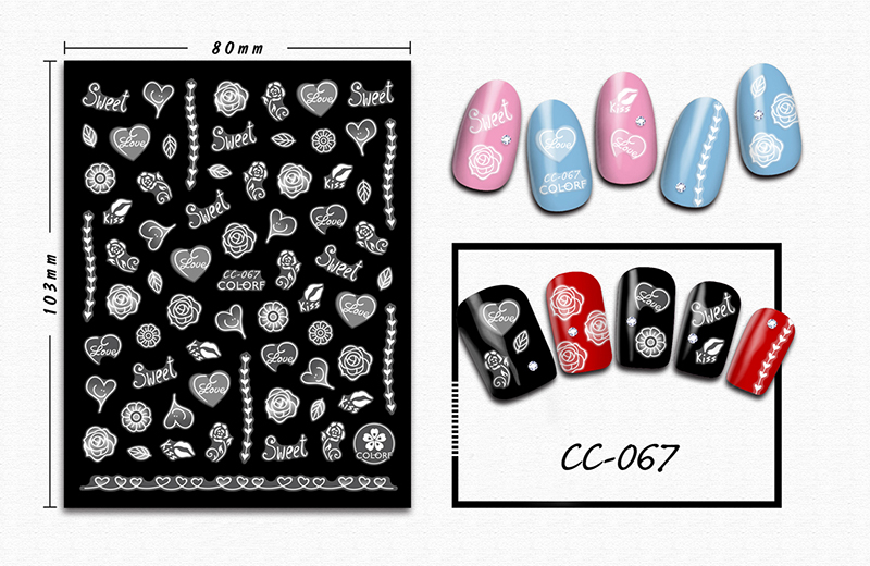 cc055-072 flower nail sticker