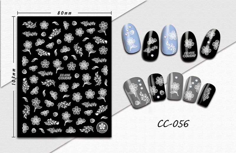 cc055-072 flower nail sticker