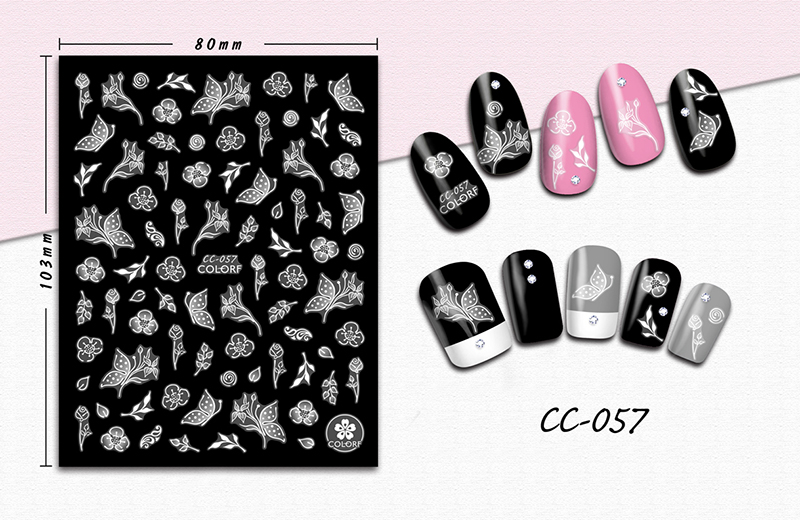 cc055-072 flower nail sticker