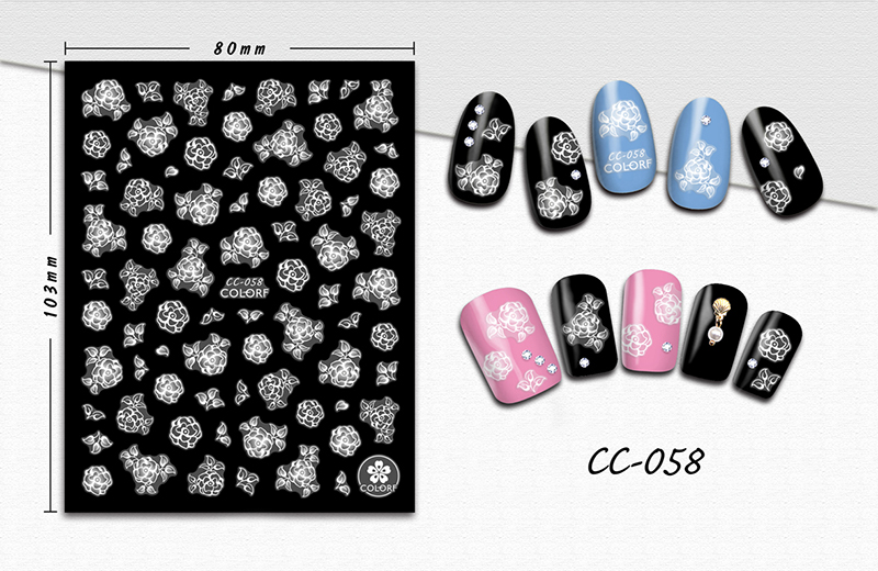 cc055-072 flower nail sticker