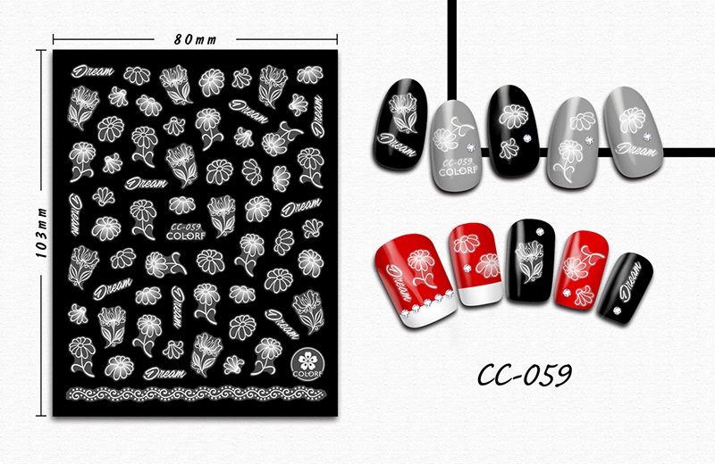 cc055-072 flower nail sticker