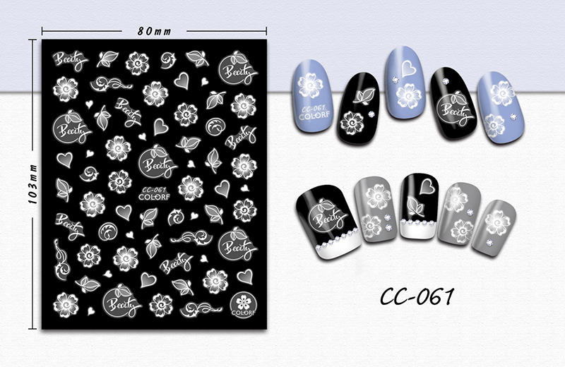 cc055-072 flower nail sticker