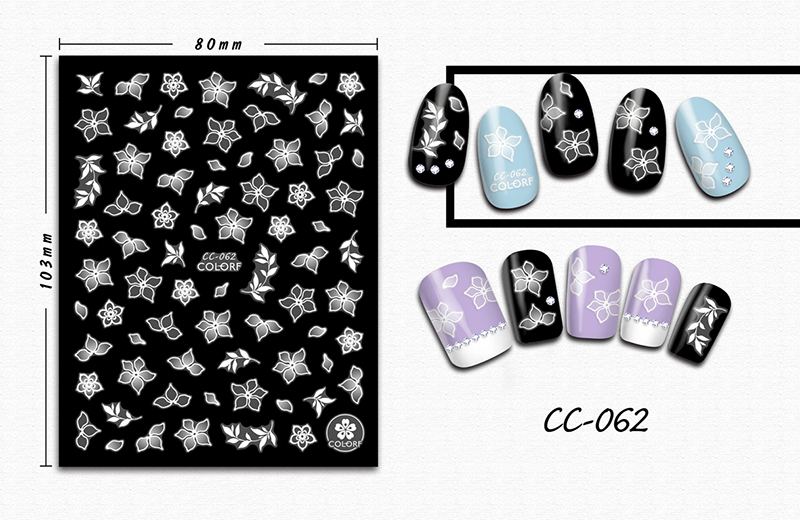 cc055-072 flower nail sticker