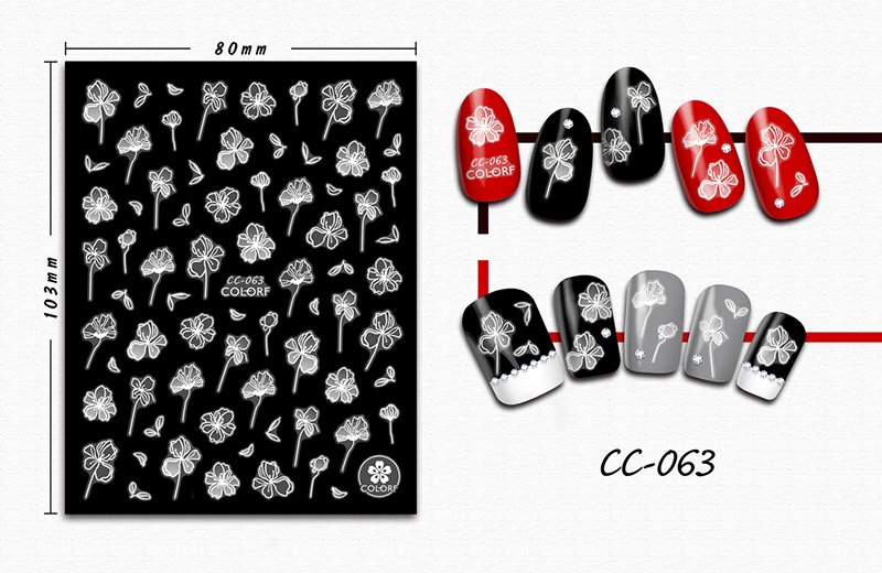 cc055-072 flower nail sticker