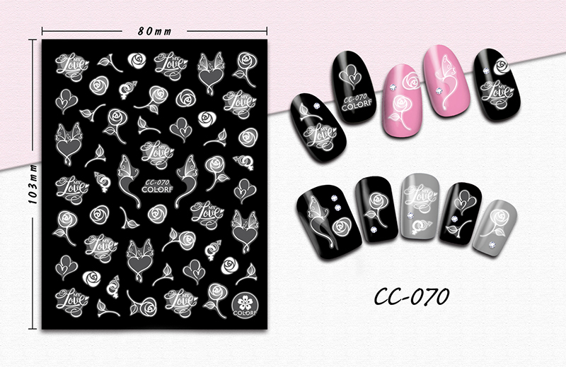 cc055-072 flower nail sticker