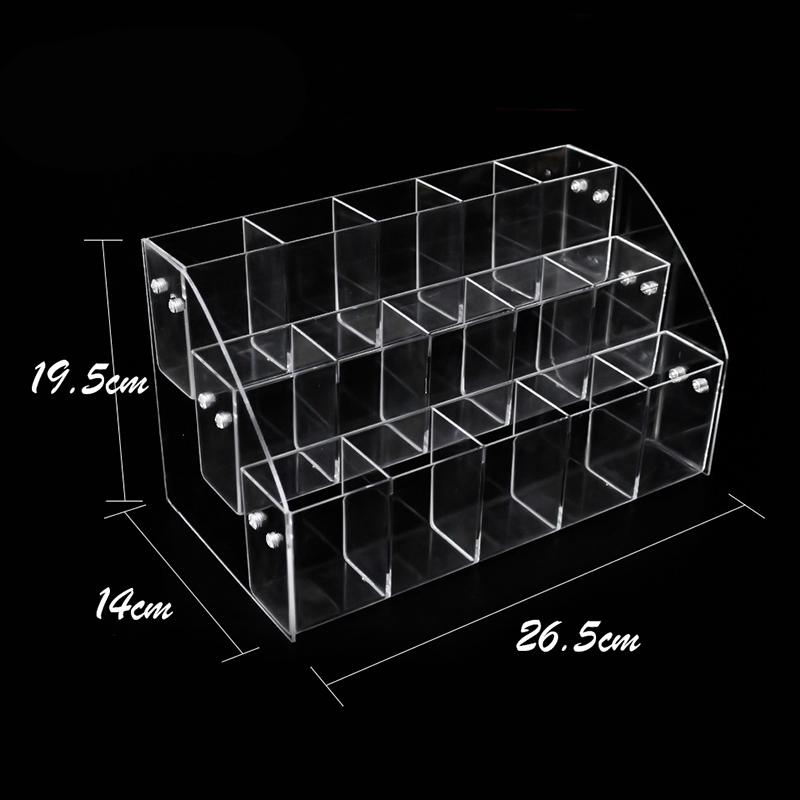 triple-deck acrylic cosmetic case