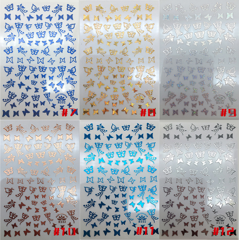 r332 butterfly gilded nail sticker