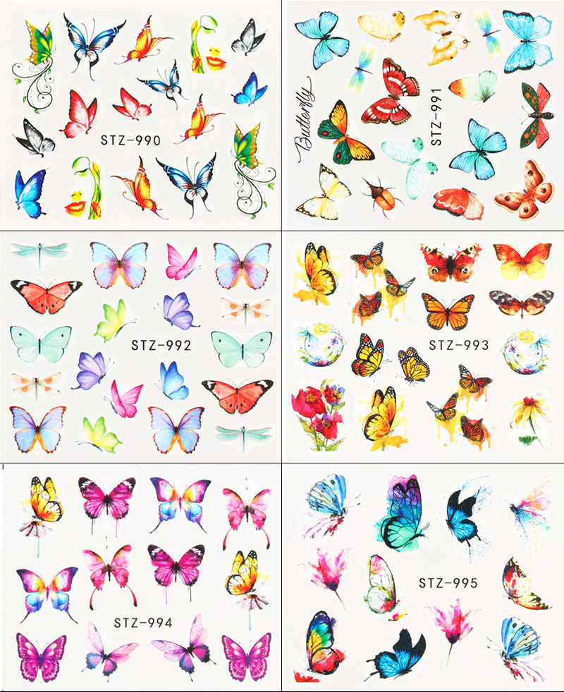 stz984-1017 butterfly theme nail tattoo