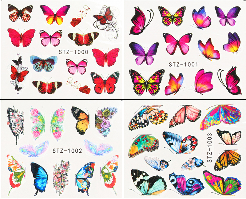 stz984-1017 butterfly theme nail tattoo