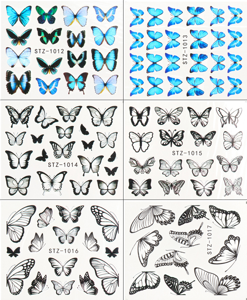 stz984-1017 butterfly theme nail tattoo