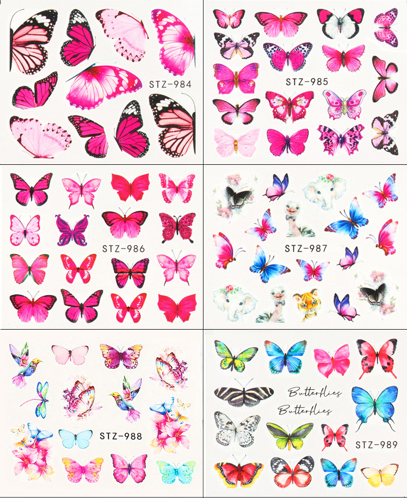 stz984-1017 butterfly theme nail tattoo