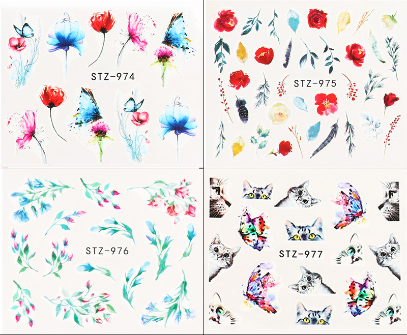 stz970-983 flower theme nail tattoo