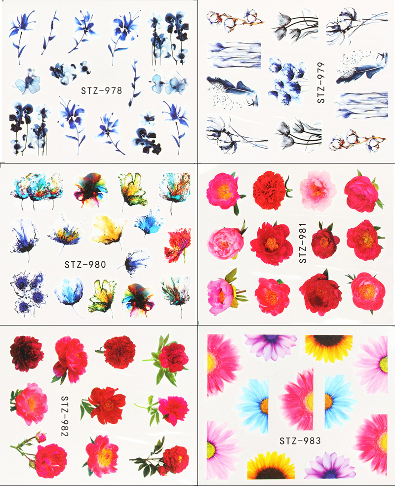 stz970-983 flower theme nail tattoo