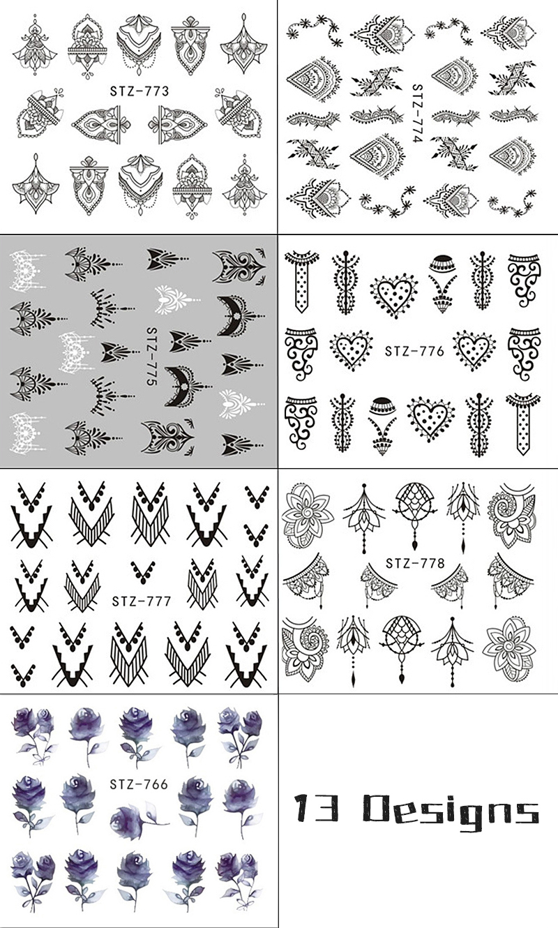 stz766-778 brief theme nail tattoo