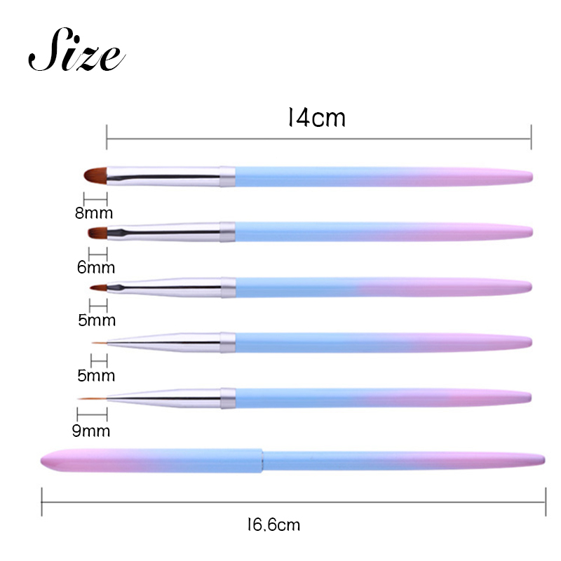 rgp-24 gradient handle nail art brush