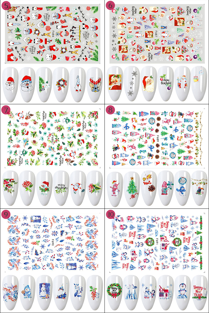 f682-691 christmas/halloween nail sticker