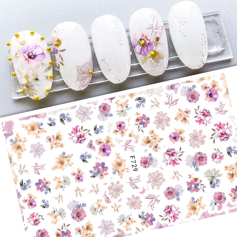 f728-737 2021 flower nail sticker