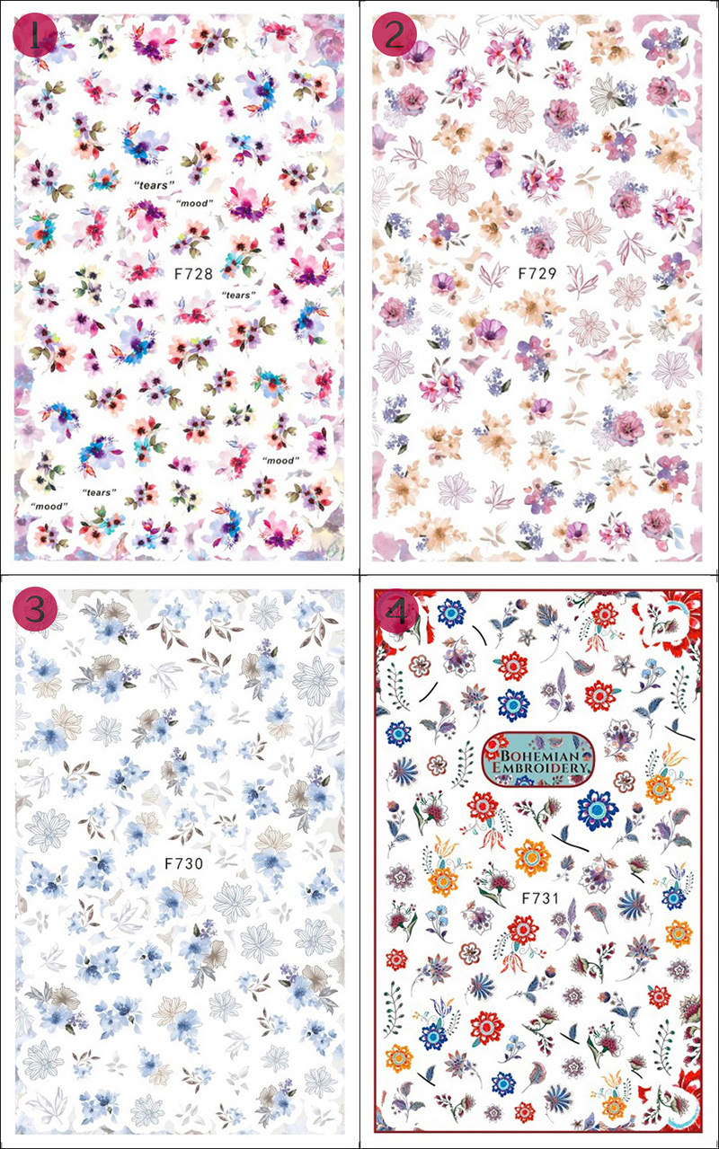 f728-737 2021 flower nail sticker