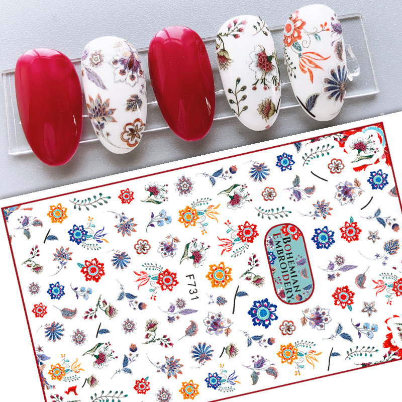 f728-737 2021 flower nail sticker