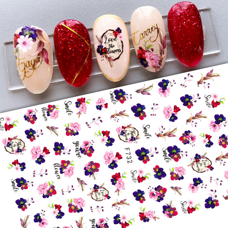 f728-737 2021 flower nail sticker