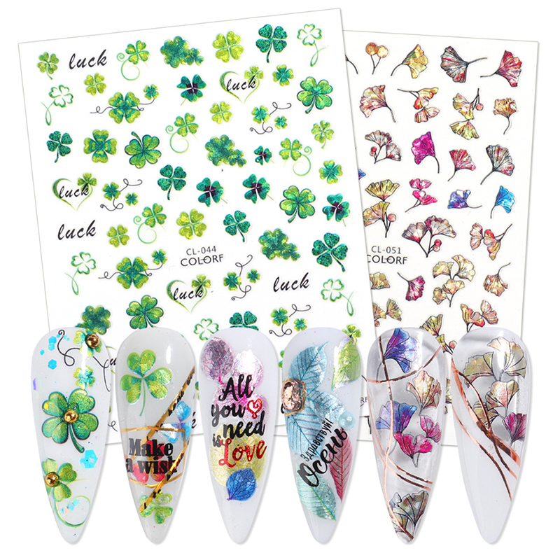 laser natural flower nail sticker