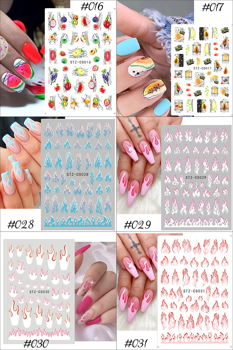 flame&fruit nail sticker