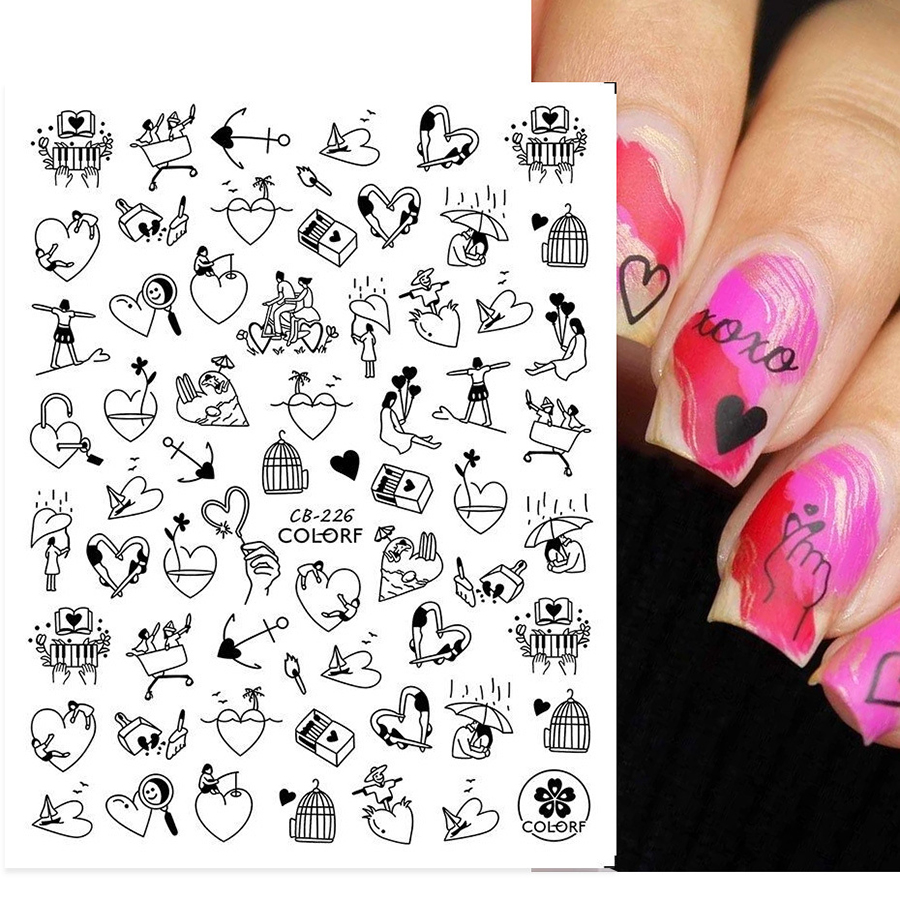 cb223-231 hand-painted nail sticker